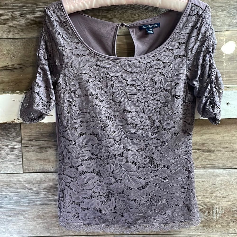 American Eagle Ladies Purple Lace Top, XS